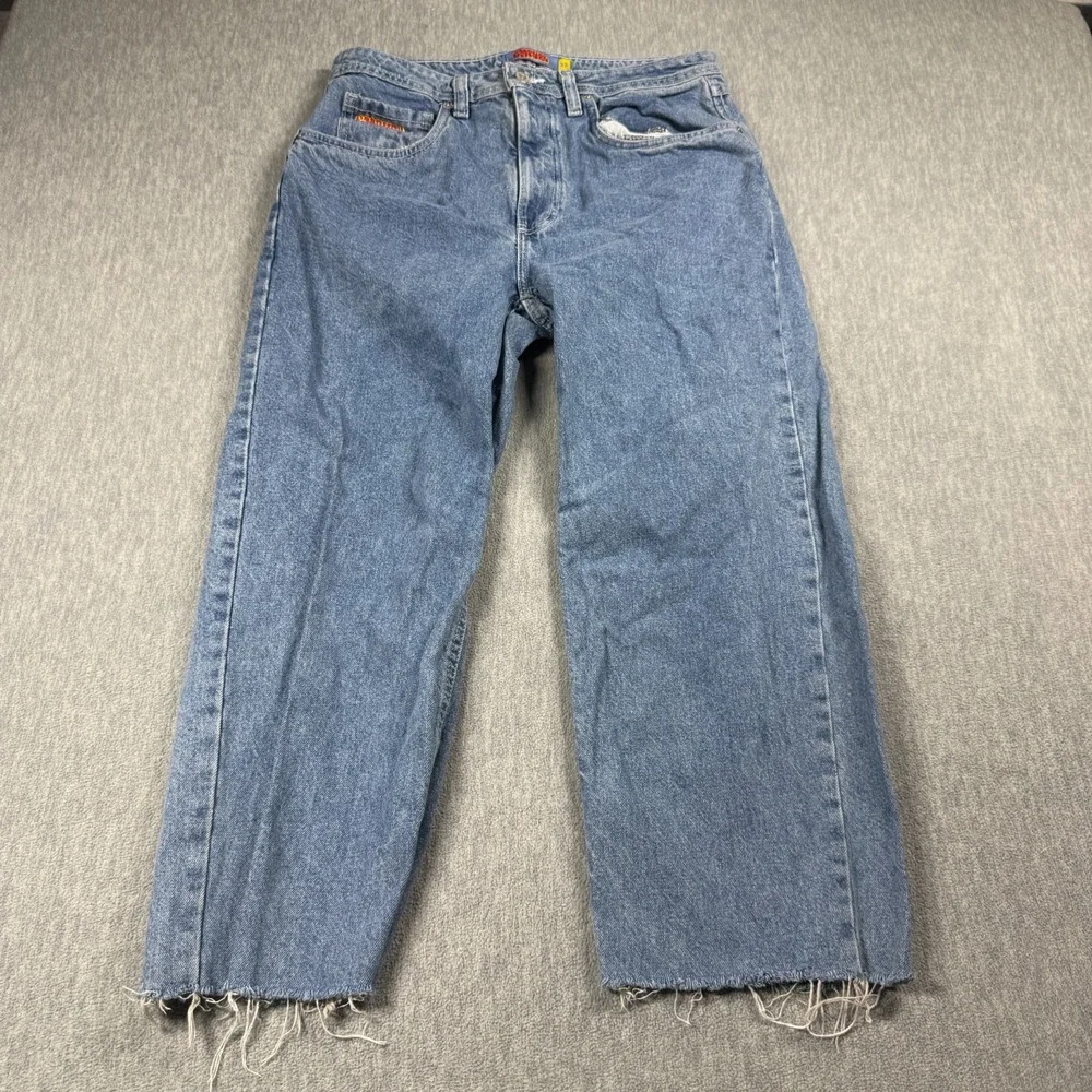 Empyre Jeans Mens 32 Light Wash Denim Skateboard Relaxed Fit Raw Cut Hem Y2K